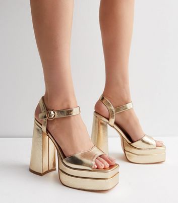 Gold platform clearance chunky heels