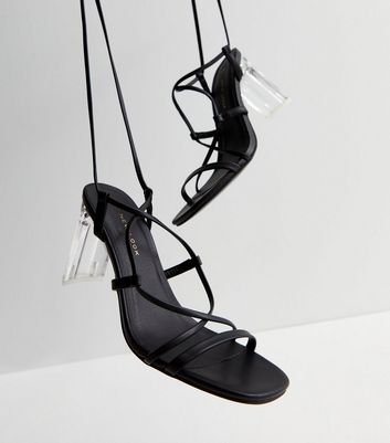 Black Suedette Strappy Stiletto Heel Sandals | New Look