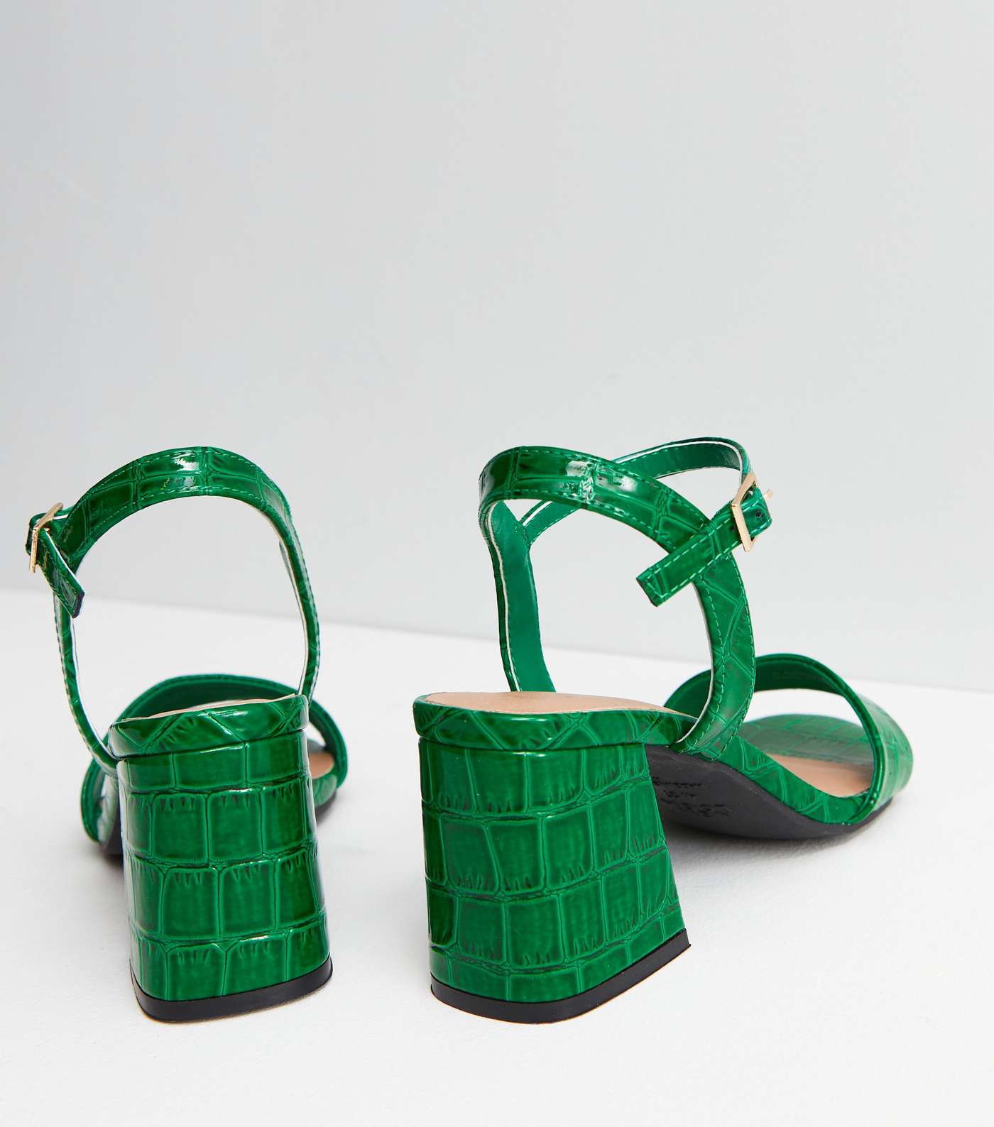 Green Croc Block Heel Sandals Image 4