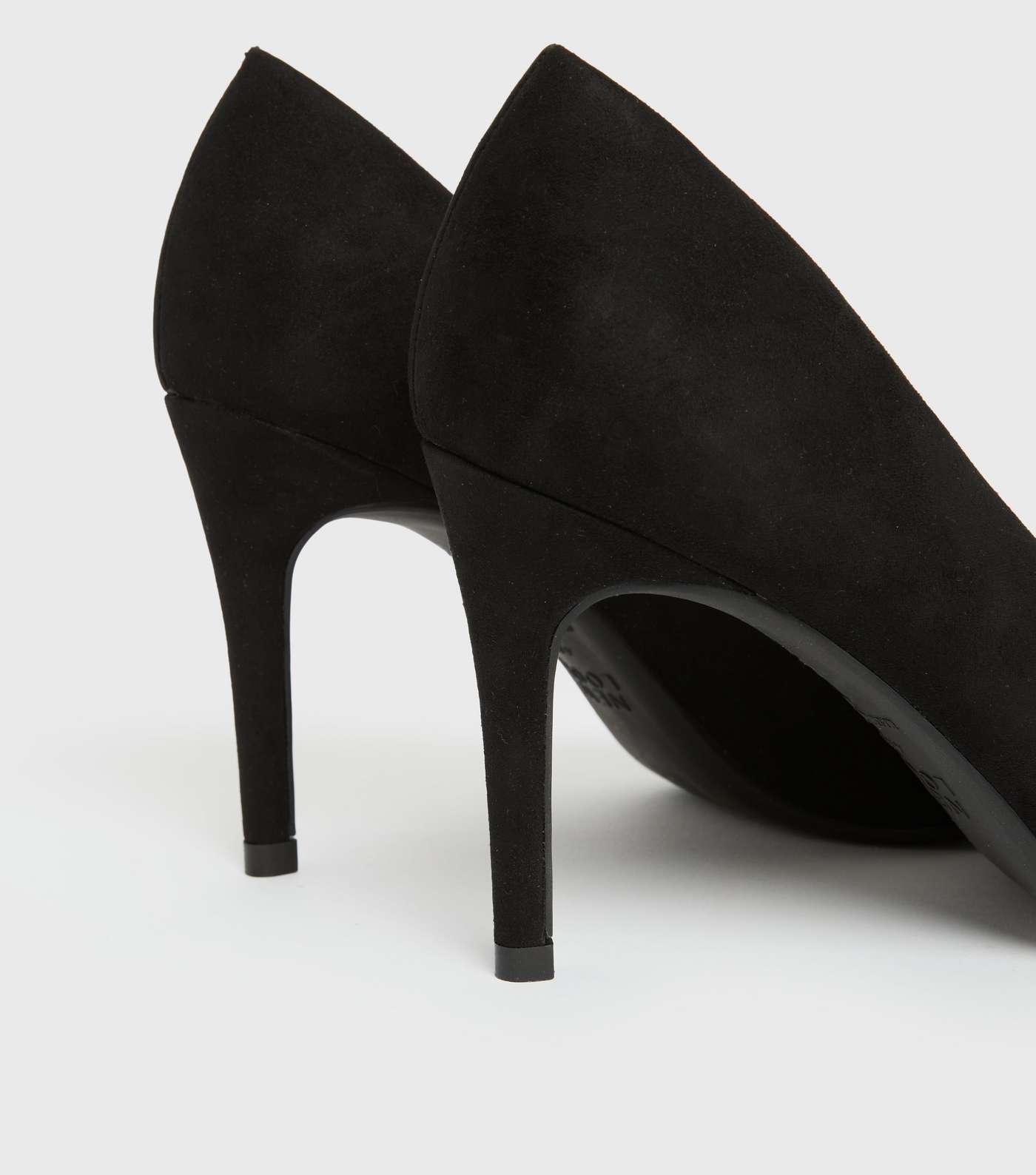 Black Suedette Pointed Stiletto Heel Court Shoes Image 4