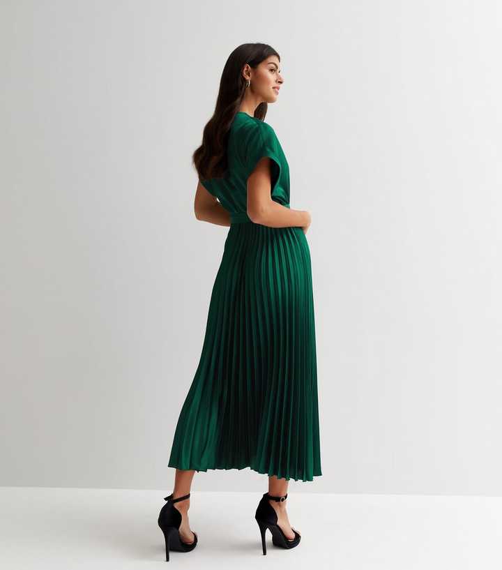 dark green midi dress