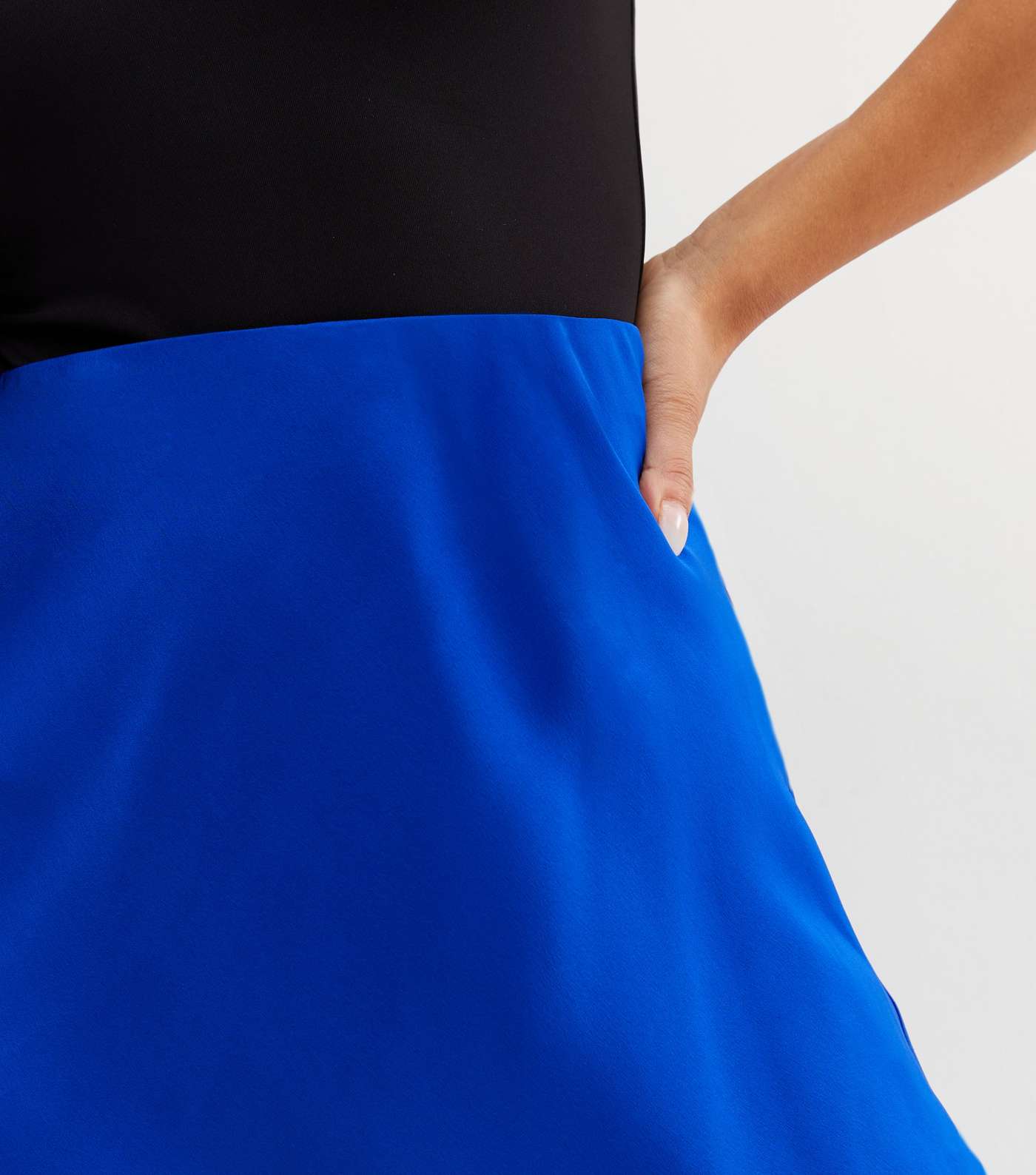 Petite Bright Blue Satin Bias Cut Midi Skirt Image 4