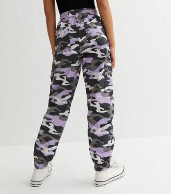 Girls Lilac Camo Cargo Trousers New Look