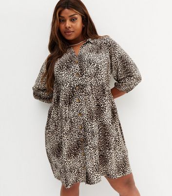 Leopard print best sale button front dress