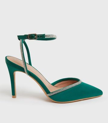 New Look turquoise satin heels – The Frockery
