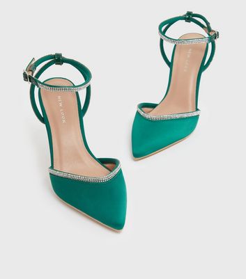 Dark green clearance satin heels