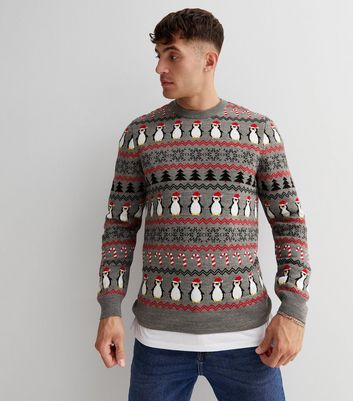 Grey Christmas Penguin Jumper New Look