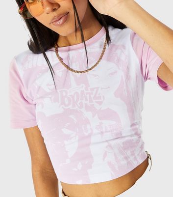 Skinnydip Pale Pink Bratz Logo Crop T-Shirt | New Look