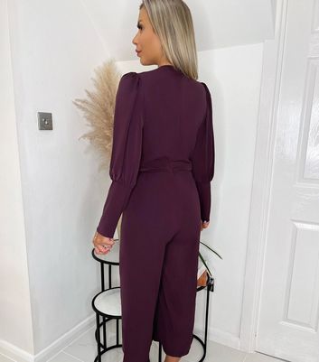 Purple long 2024 sleeve jumpsuit