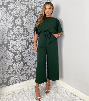 dark green wide leg jumpsuit