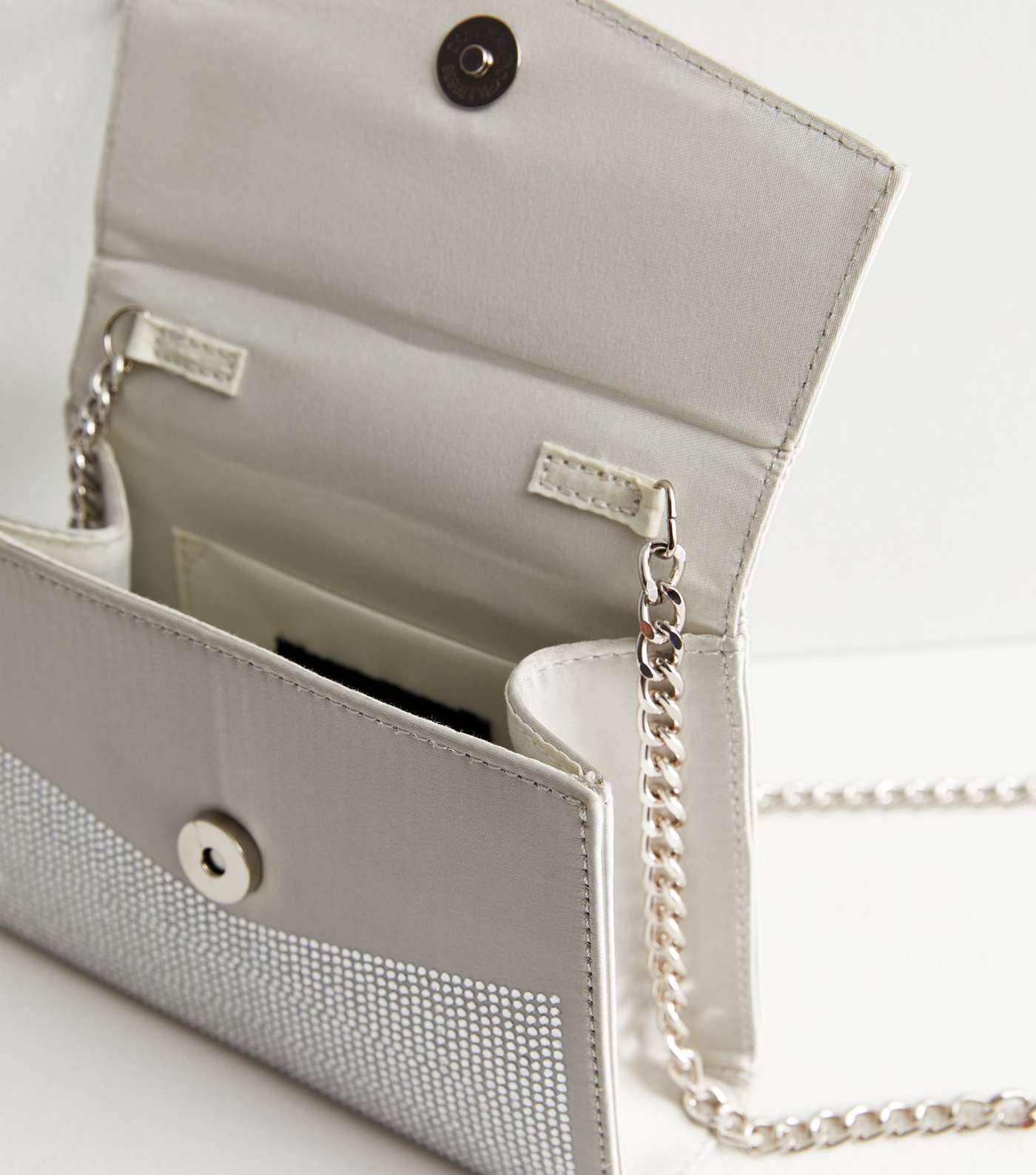 Silver Beaded Top Handle Chain Cross Body Bag Image 4