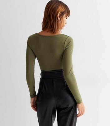 khaki long sleeve bodysuit