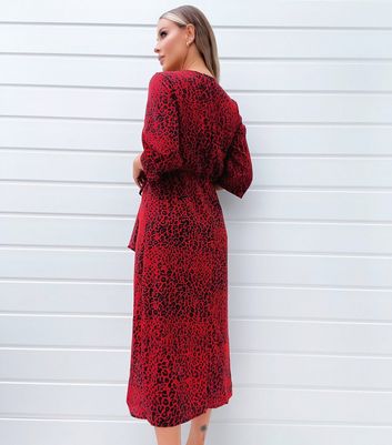 ax paris red animal print dress