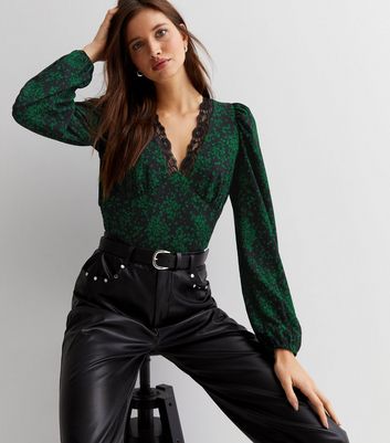 new look green lace top