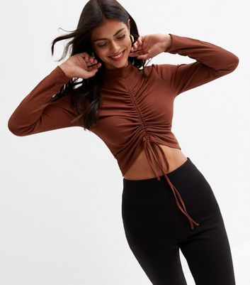 High neck crop t shirt Clearance