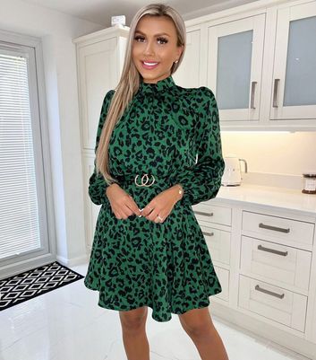 Green leopard 2025 print mini dress