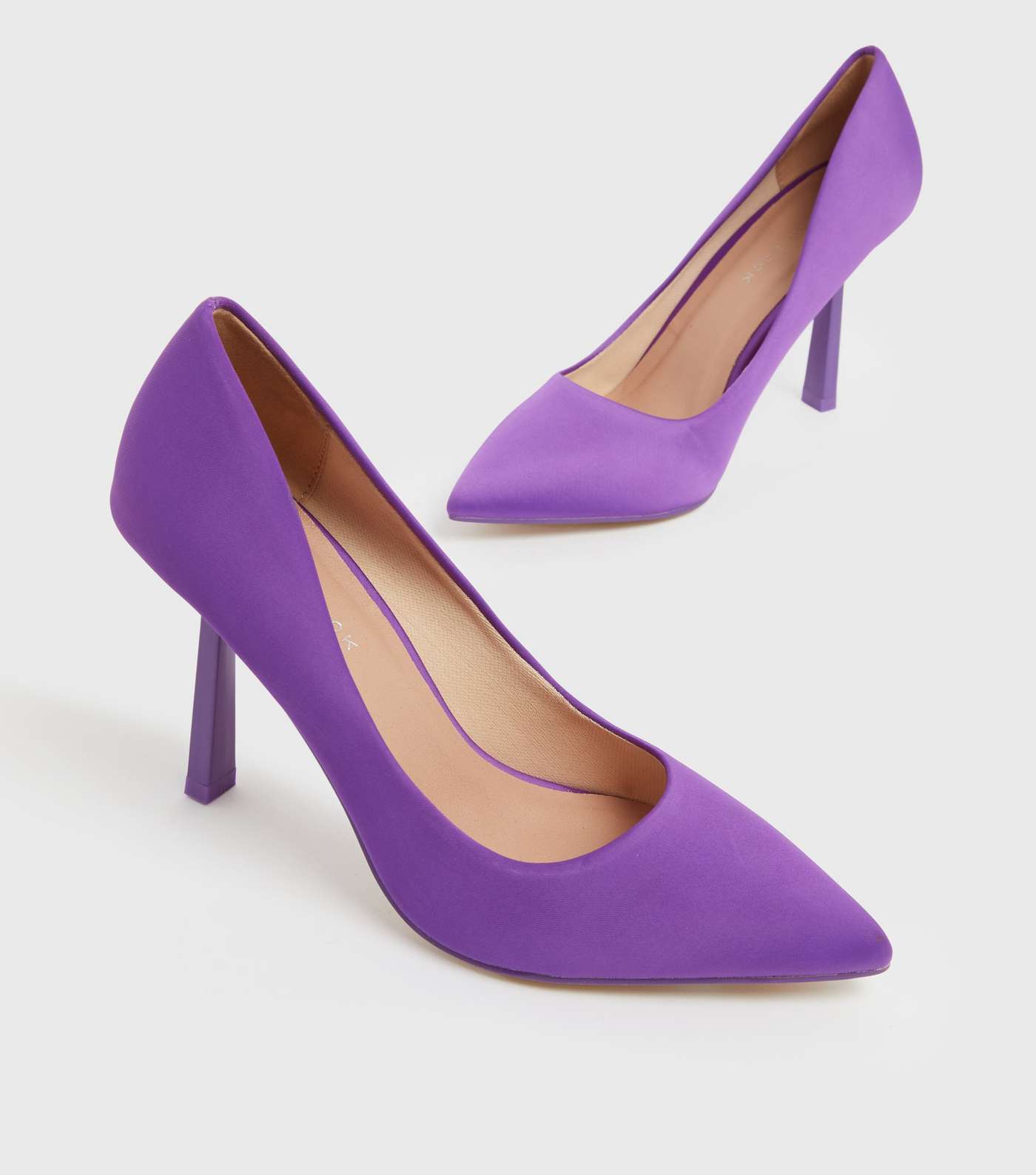 Purple Satin Pointed Stiletto Heel Court Shoes Image 3