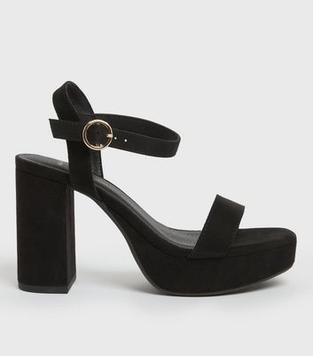 Black Patent Stiletto Heel Platform Court Shoes | New Look