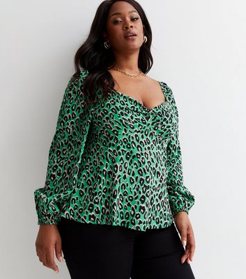 Green leopard 2025 print top