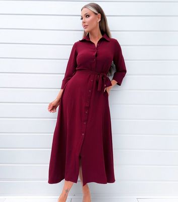 Maroon cheap shirt dress