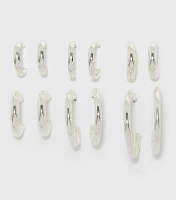 6 Pack Silver Hoop Earrings