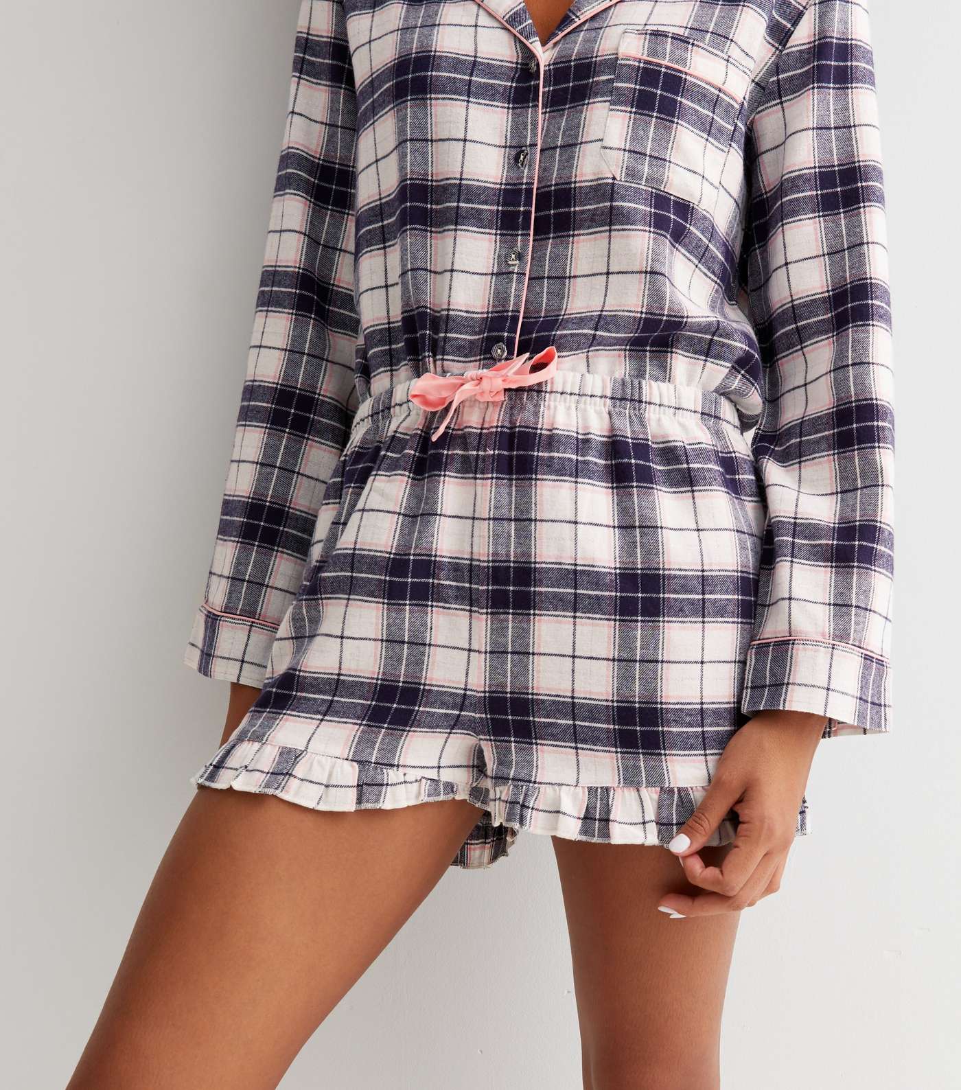 Blue Short Pyjama Set with Check Pattern | New Look