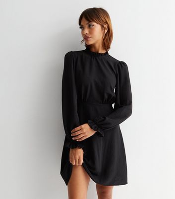 Black long sleeve outlet puffy dress