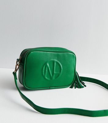 Green Faux Snake Logo Cross Body Bag New Look