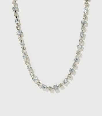 Silver and Blue Diamanté Necklace