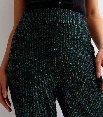 ASOS EDITION sequin crop top and trouser coord in green  ASOS