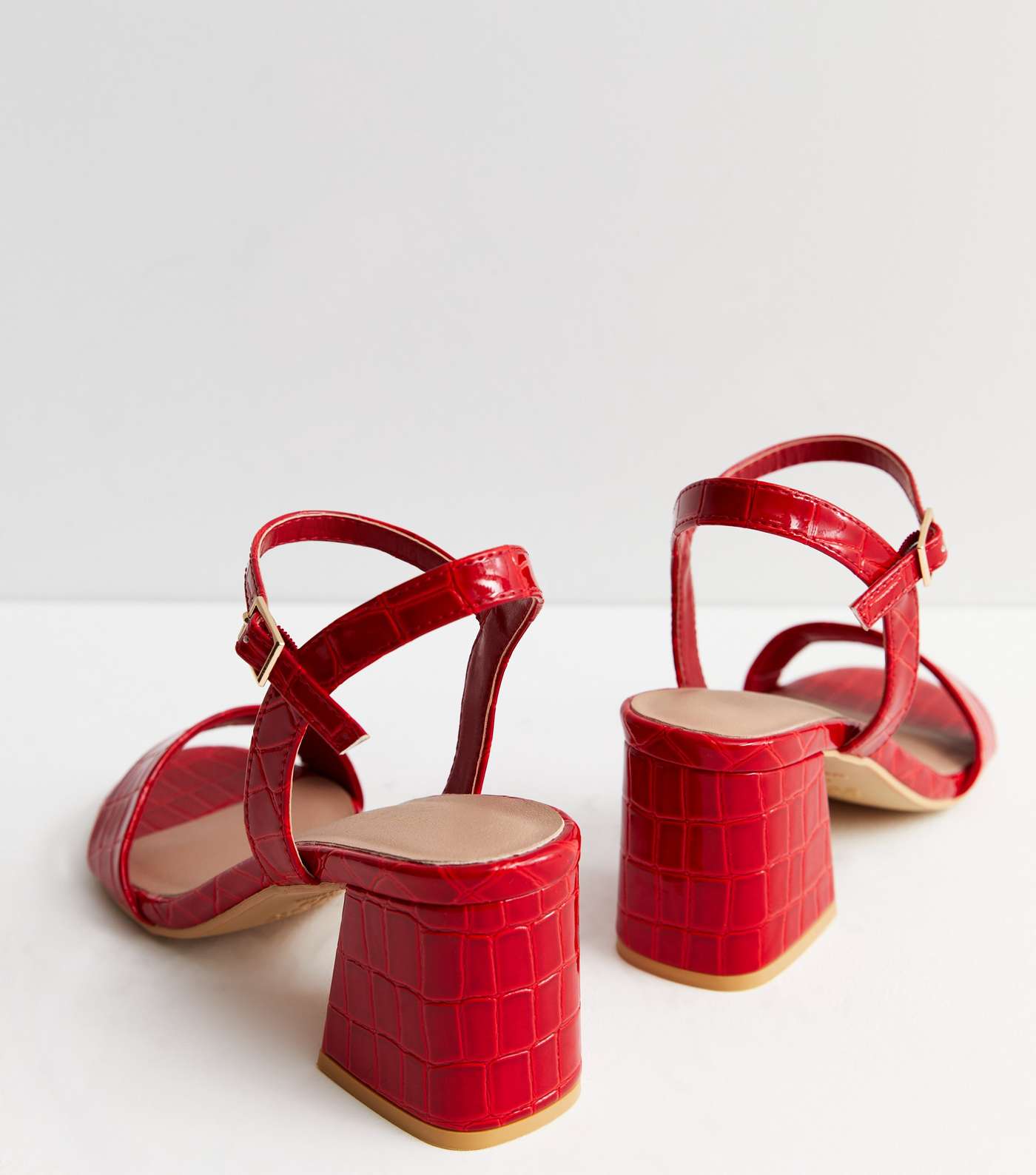 Red Croc Block Heel Sandals Image 4