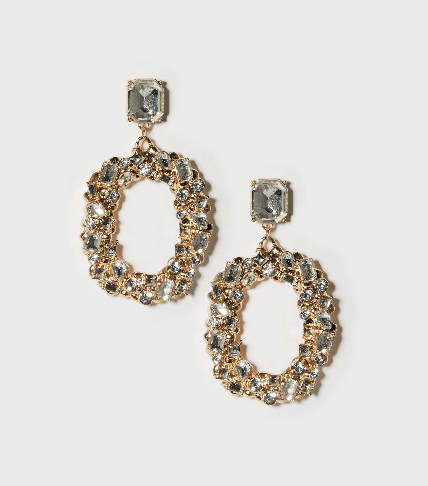 Gold Diamanté Circle Doorknocker Earrings Image 2