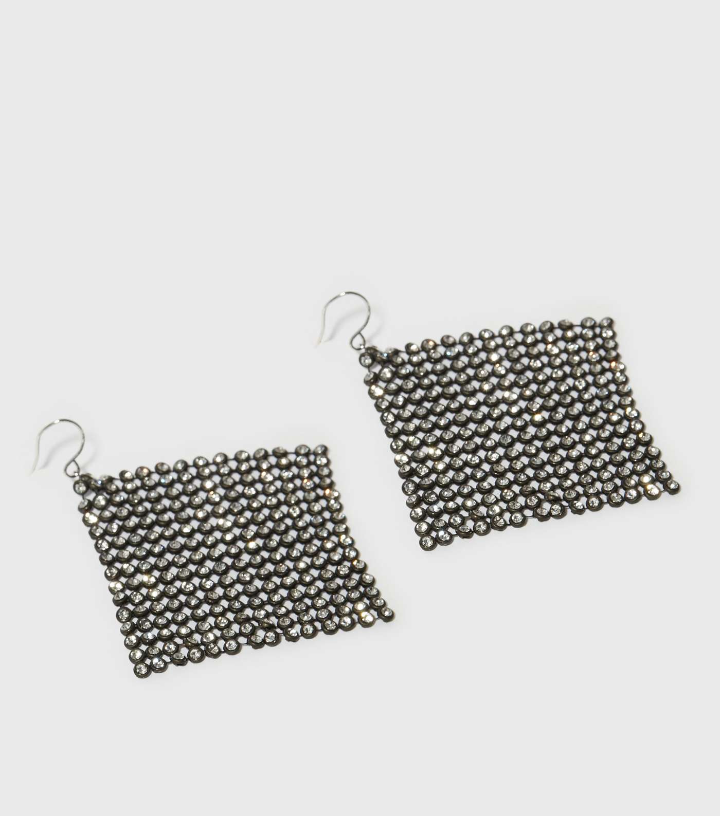 Silver Diamanté Chainmail Earrings