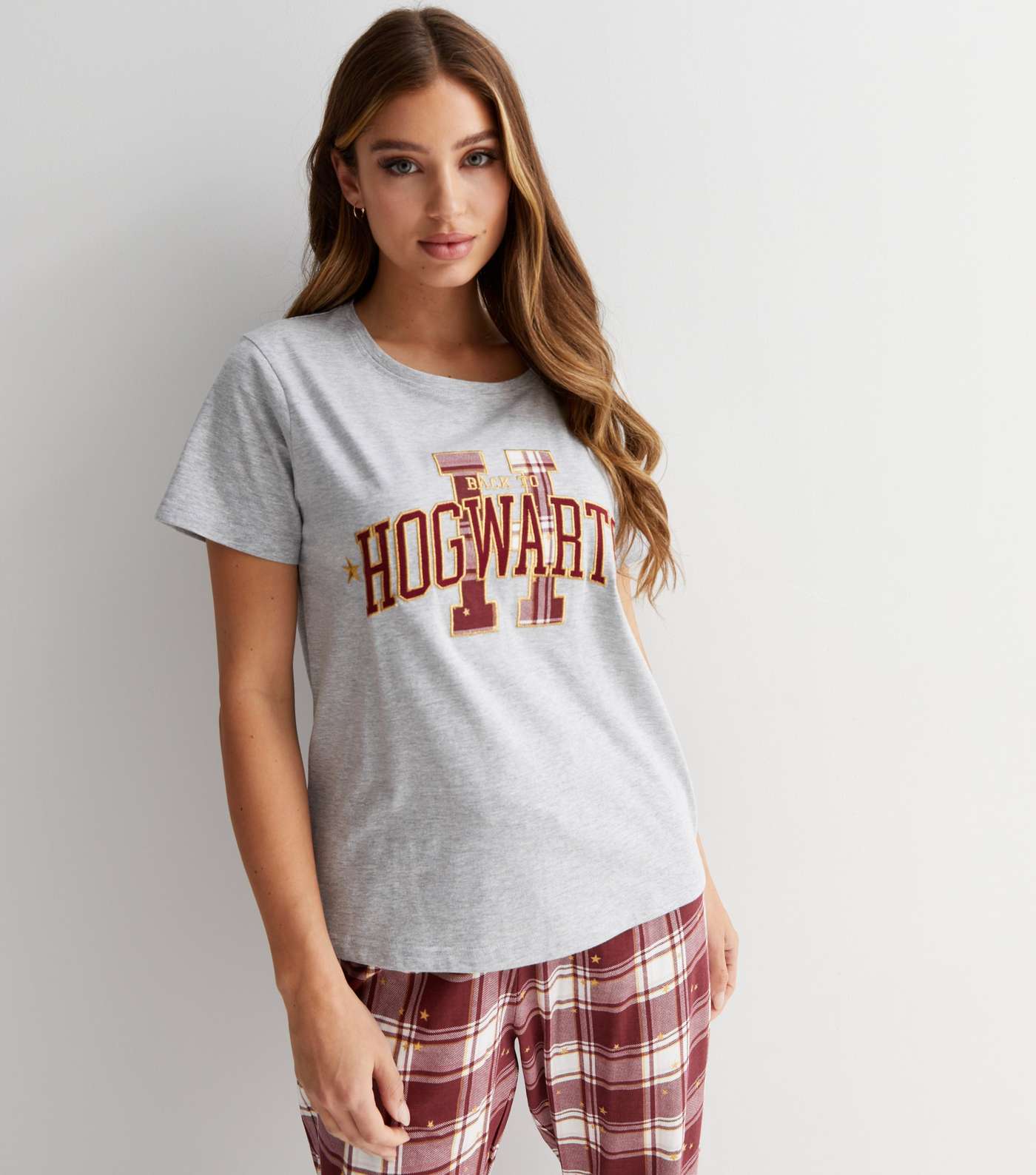 Light Grey Harry Potter Jogger Pyjama Set with Hogwarts Logo Image 2