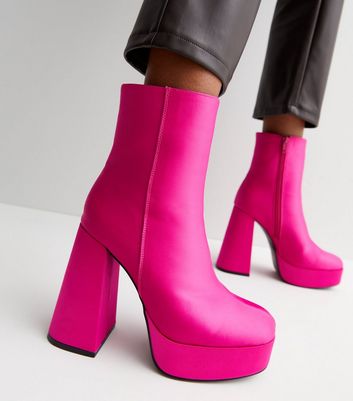 Bright pink sale ankle boots