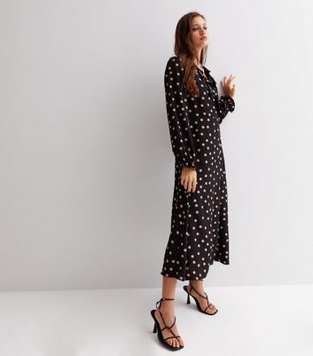 Black polka dot dress best sale new look