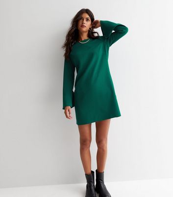 Green long sleeve shift hot sale dress