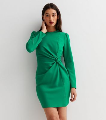 Womens Clothing Dresses Mini and short dresses Ganni Twisted Sequined Satin Mini Dress in Green 