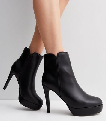 Black leather heeled ankle boots outlet uk