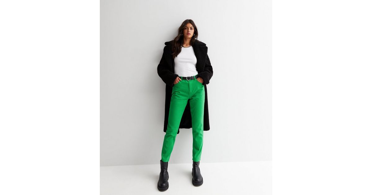ONLY Green Ankle Grazing High Waist Mom Jeans New Look