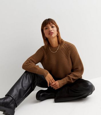 ONLY Light Brown Puff Sleeve Crew Jumper | New Look