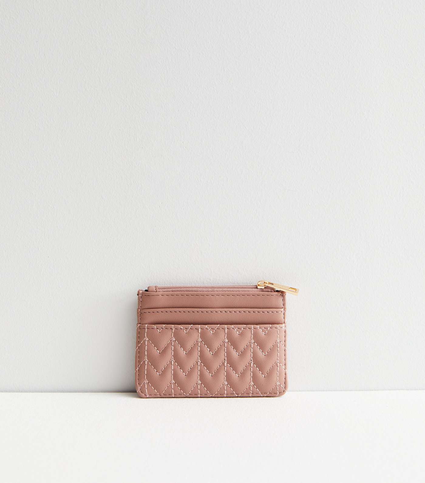 Mid Pink Leather-Look Chevron Card Holder Image 2
