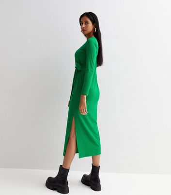 Zara green long sleeve hot sale dress