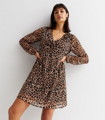 V neck sale leopard print dress