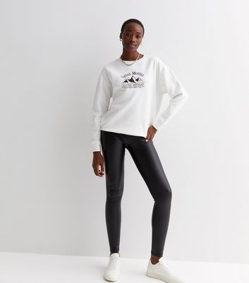 JDY Tall Black Leather-Look 3/4 Leggings