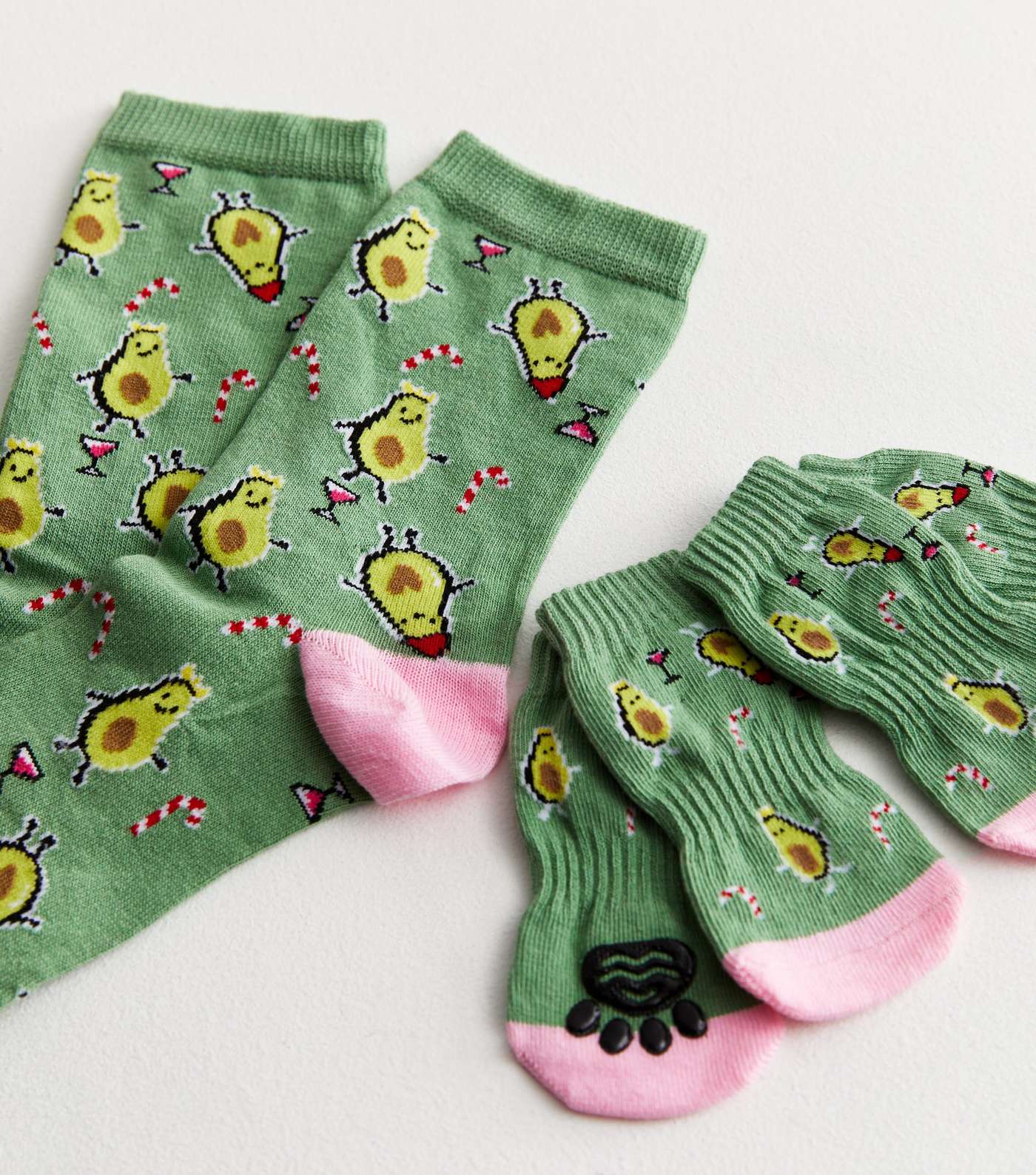 Green Avocado Matching Dog & Owner Christmas Socks Image 5