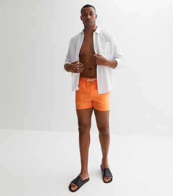 Bright Orange Drawstring Swim Shorts