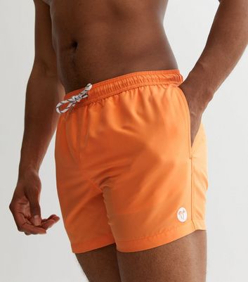 Bright Orange Drawstring Swim Shorts New Look