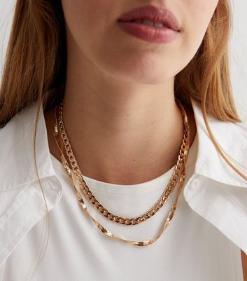 Gold chunky deals layered necklace