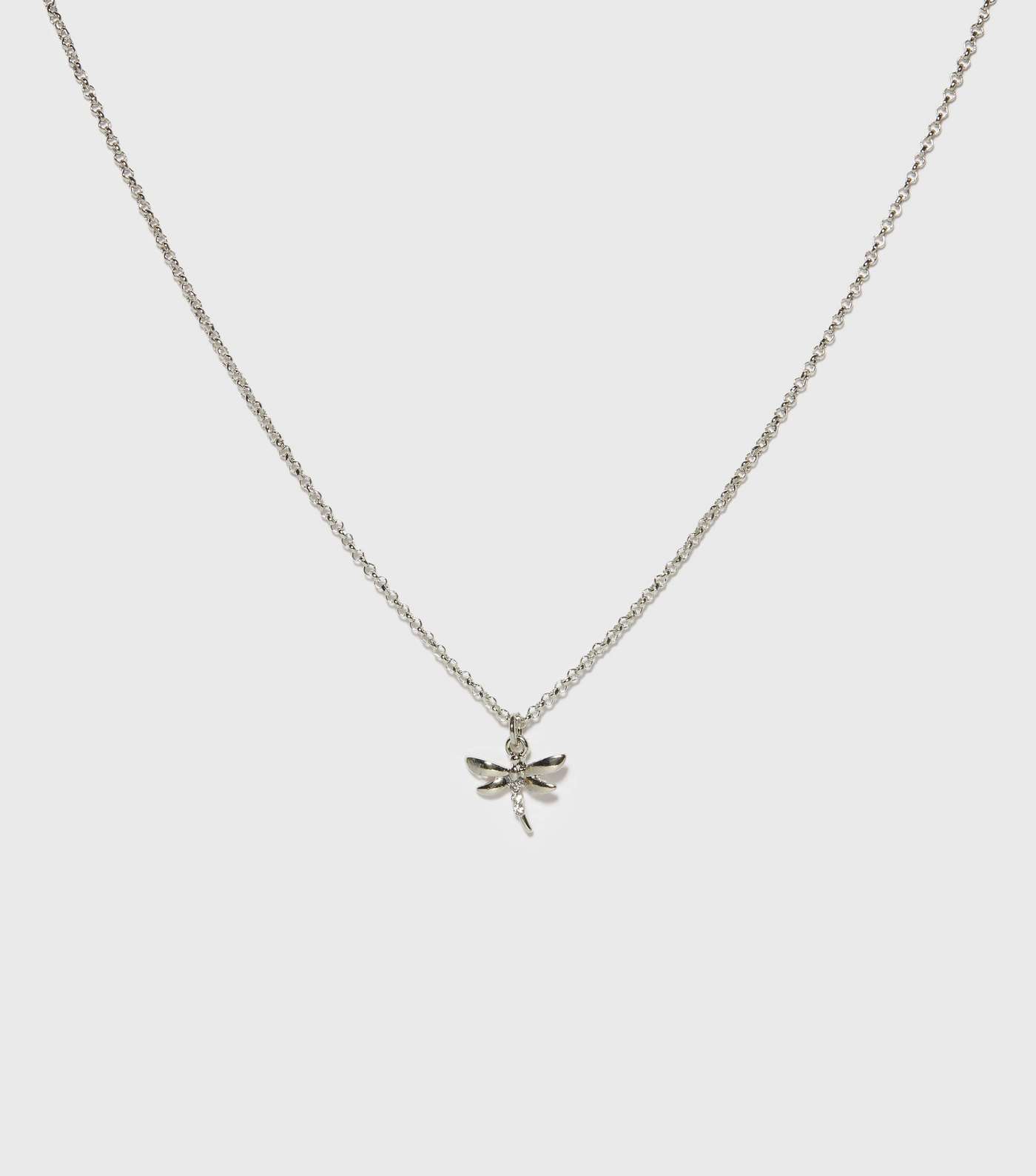 Silver Diamanté Dragonfly Pendant Necklace